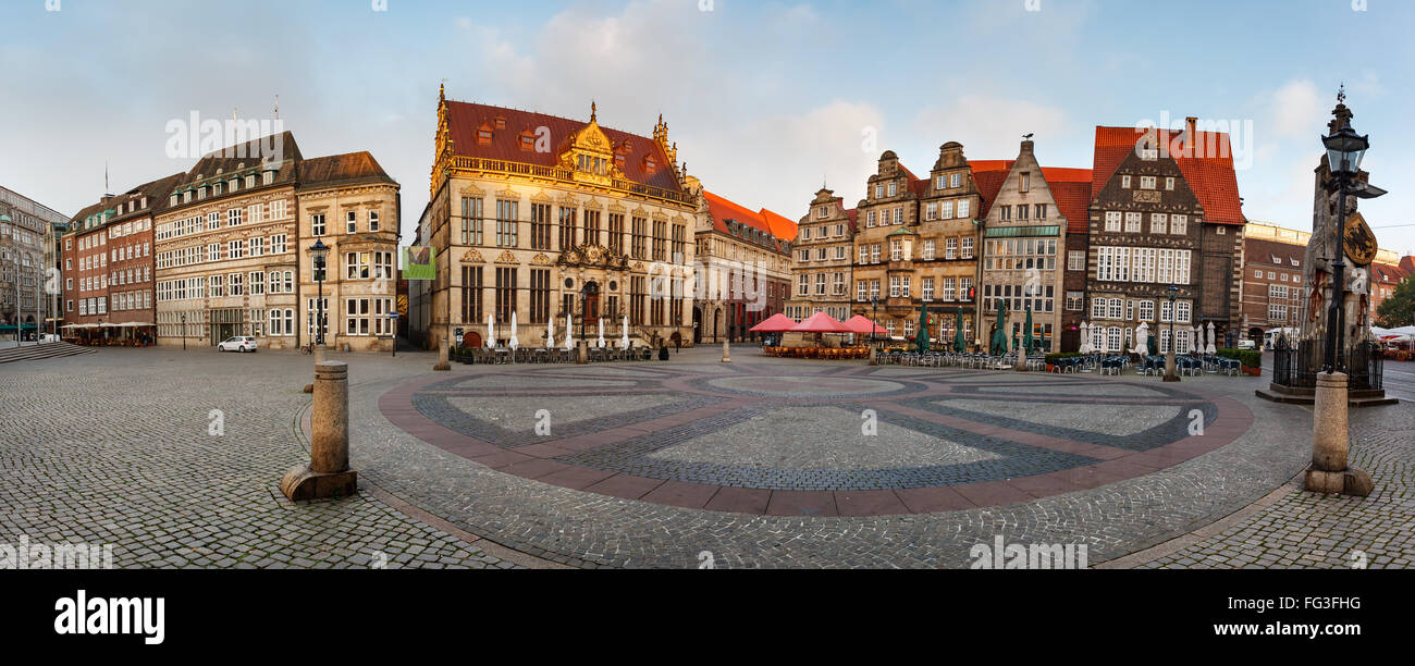 The main market square of Bremen town in Germany. Stock Photo