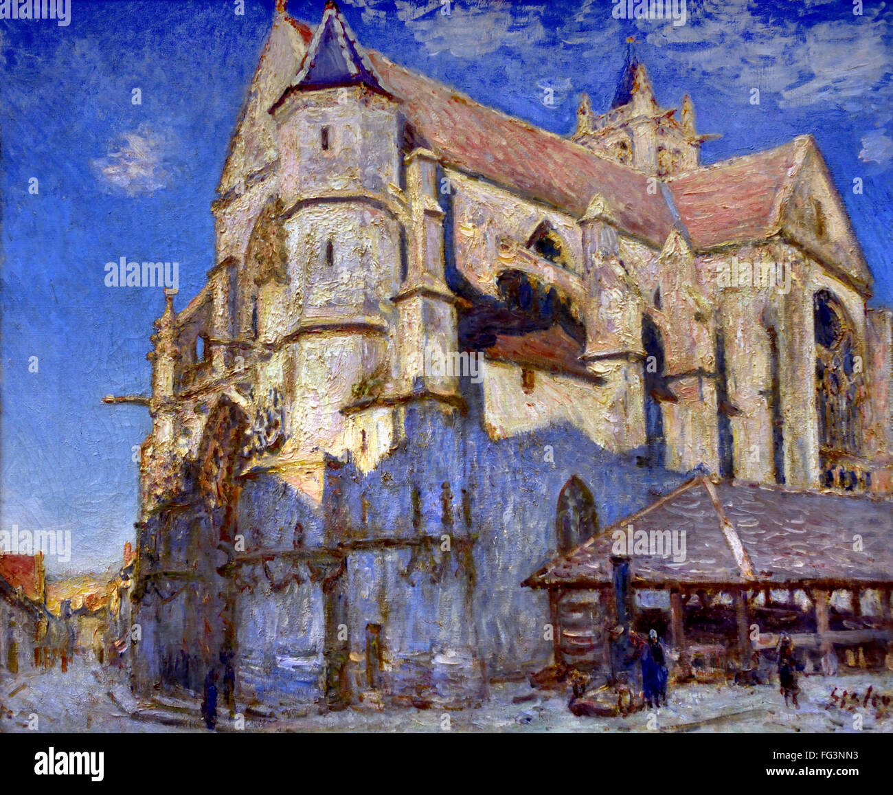 L’EGLISE DE MORET (PLEIN SOLEIL) - THE CHURCH OF MORET (FULL SUN) 1893 ALFRED SISLEY (1839 - 1899)  British / French Impressionist France Stock Photo