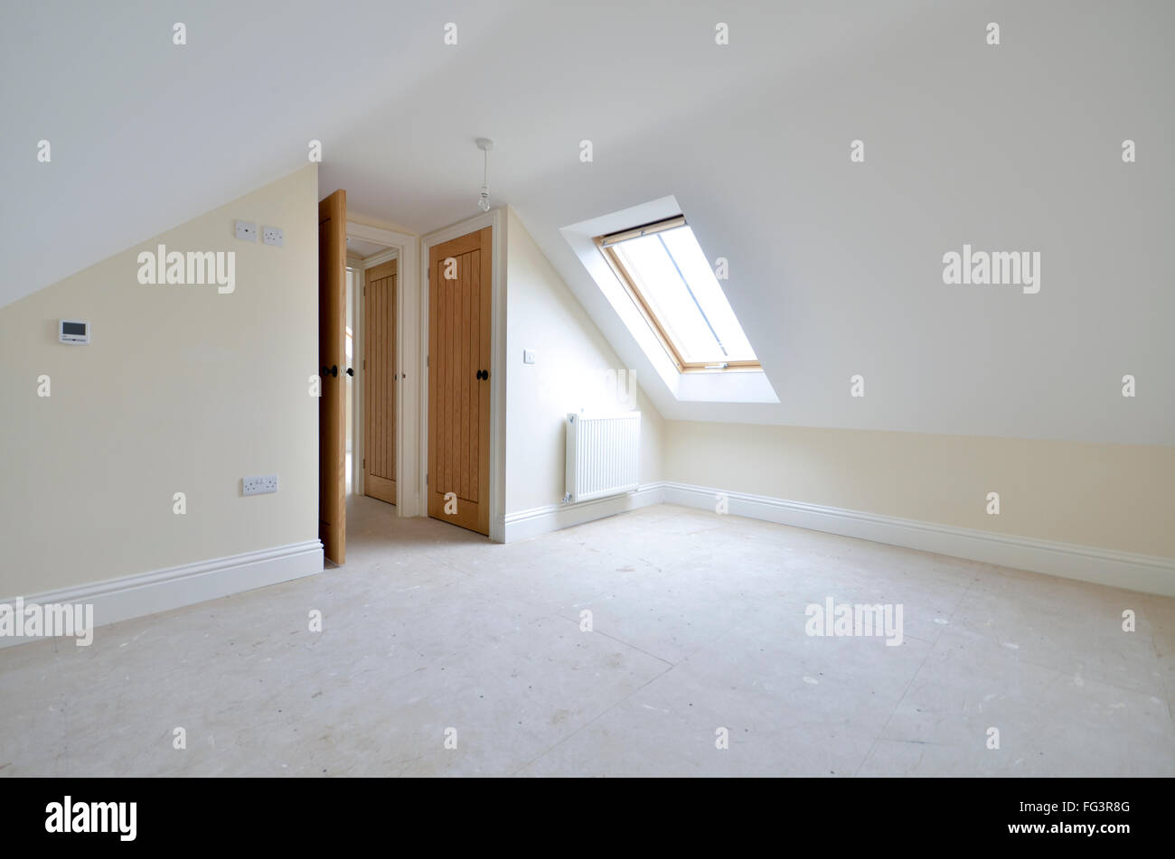 New build bedroom in attic conversion Stock Photo - Alamy