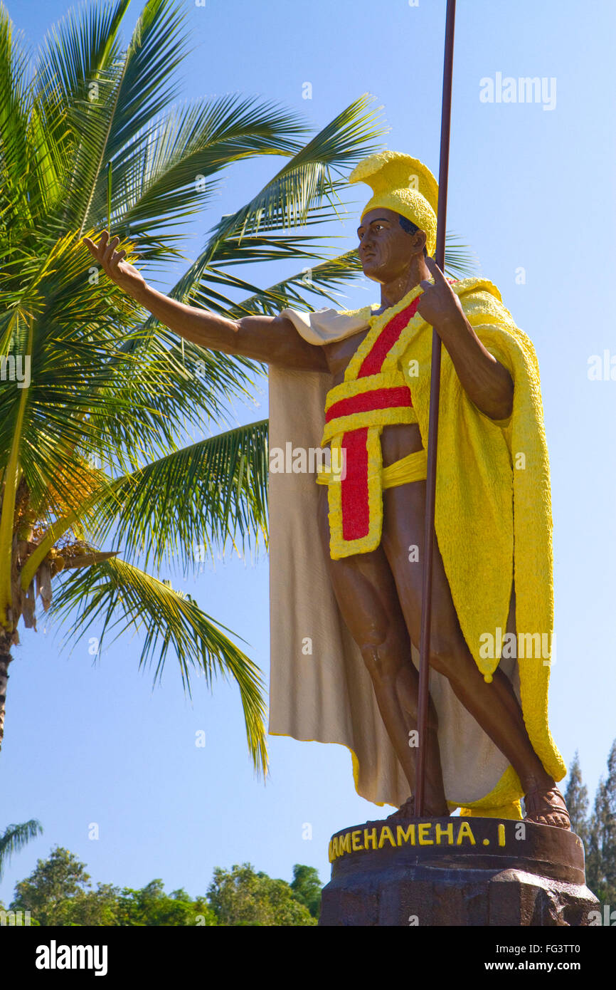 King Kamehameha statue at Hawi on the Big Island of Hawaii, USA Stock