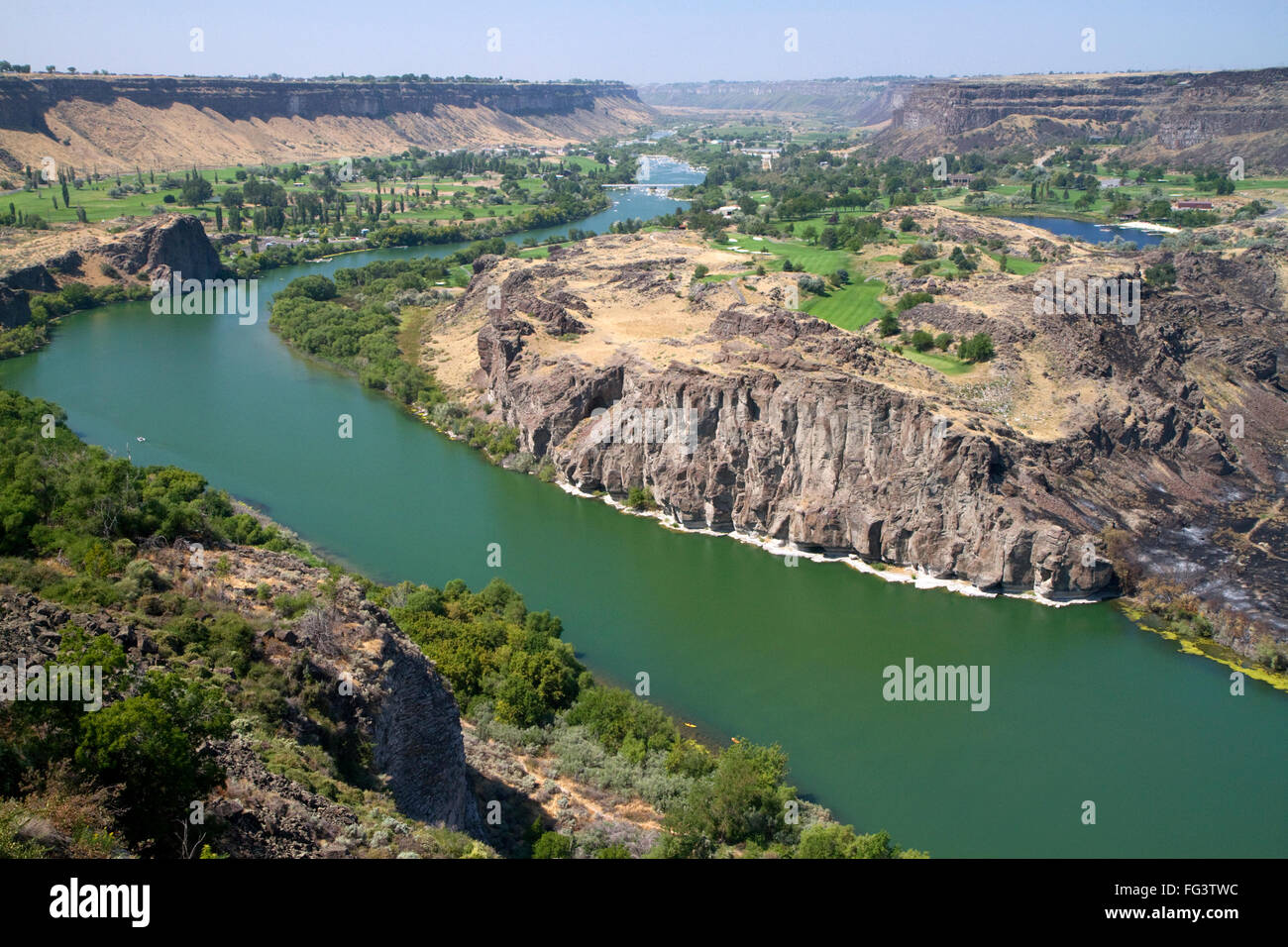 Blue Lakes Country Club and golf course along the Snake River at Twin Falls, Idaho, USA. Stock Photo