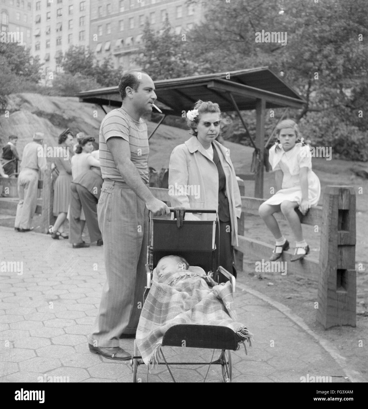 CENTRAL PARK ZOO, 1942. /nA family in the Central Park Zoo in New York