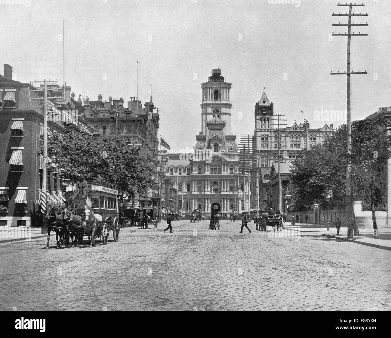 PHILADELPHIA, c1890. /nA view of Broad Street in Philadelphia, Pennsylvania. Photograph, c1890. Stock Photo