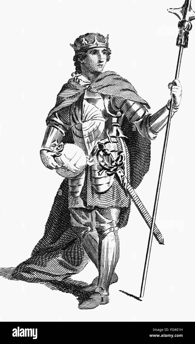 ETHELRED I (r.865871). I of Wessex. Line engraving from