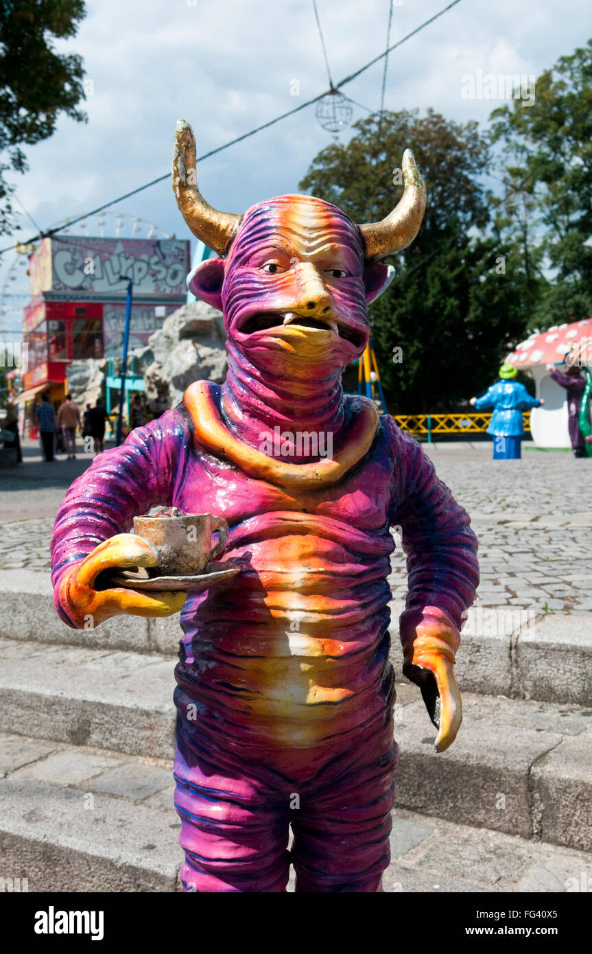 A bizarre looking bull like creature at the Prater amusement park in Vienna, Austria Stock Photo