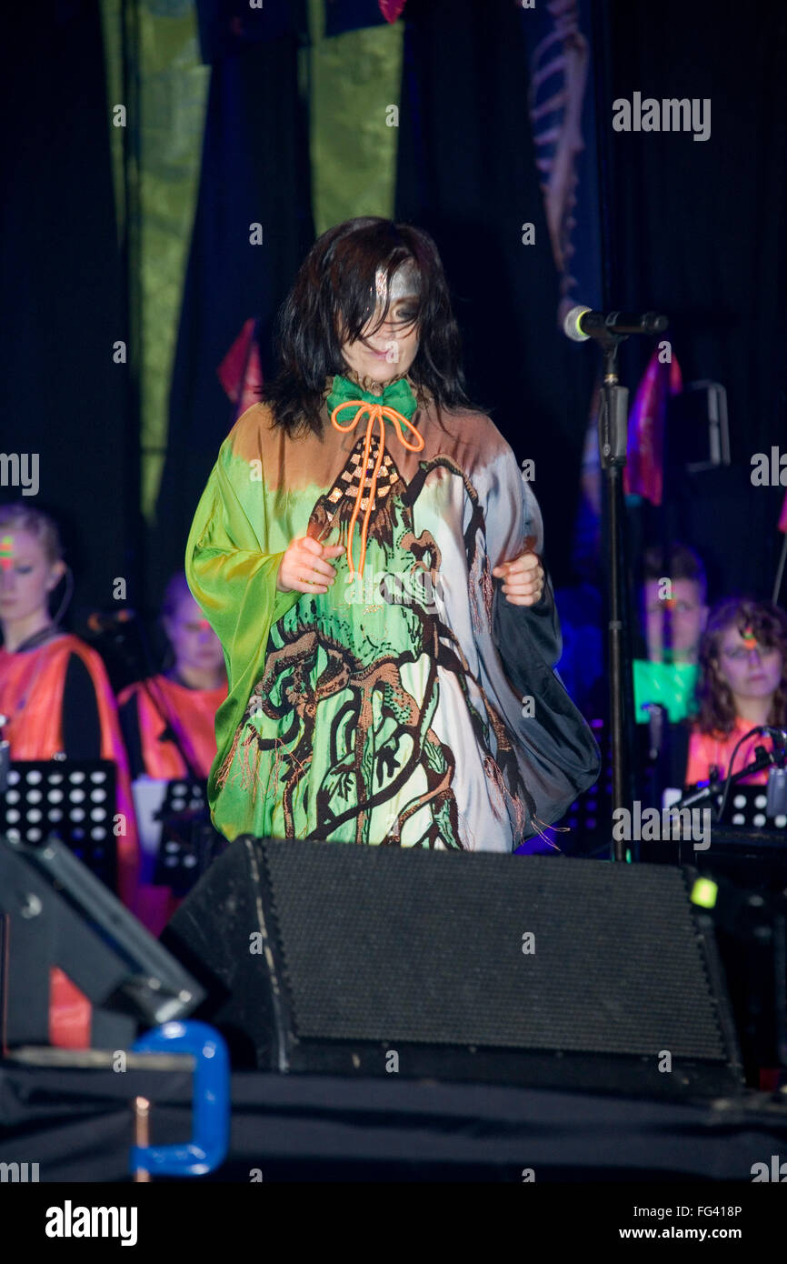Bjork performing on the other stage at the Glastonbury Festival 2007, Somerset, England, United Kingdom. Stock Photo