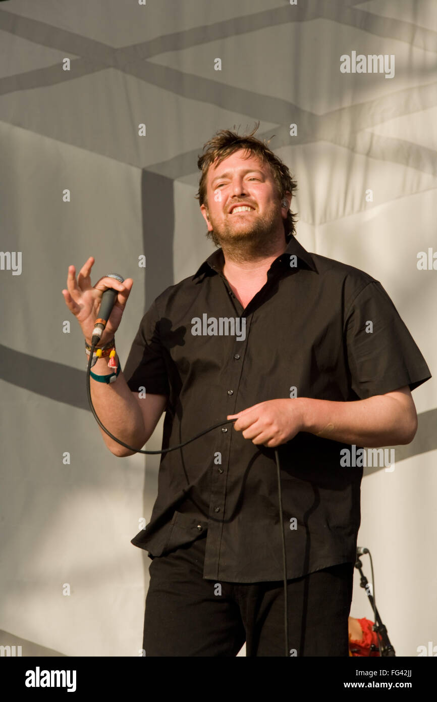 Guy Garvey singer in the English band Elbow performing at the