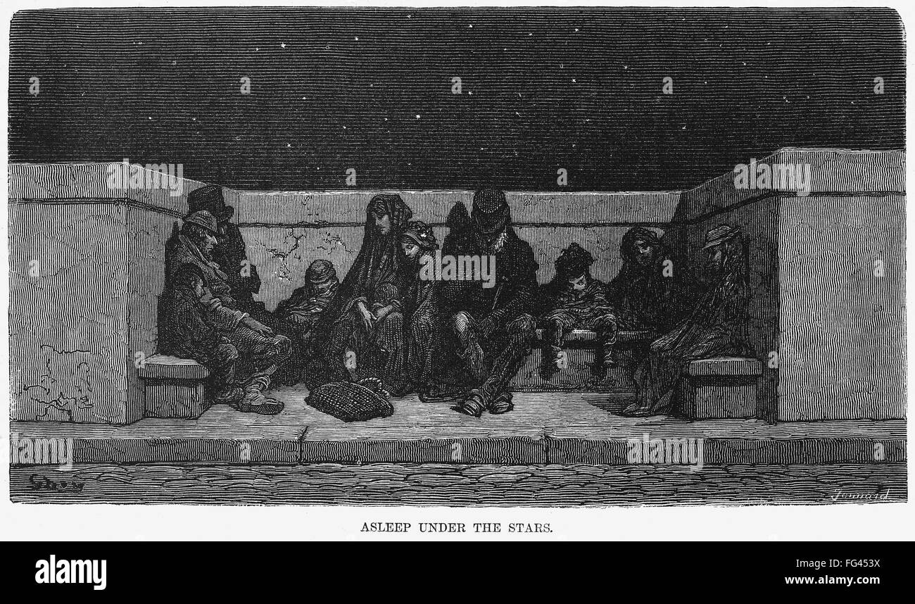DOR╔ LONDON 1873. /n'Asleep Under the Stars.' Homeless people