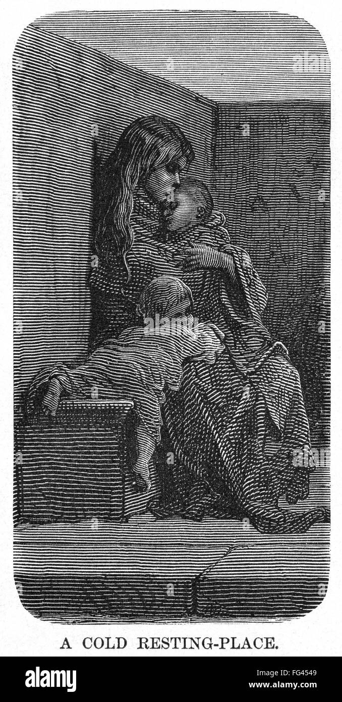 DOR╔: LONDON: 1873. /n'A Cold Resting-Place.' Wood engraving after Gustave DorΘ from 'London: A Pilgrimage,' 1873. Stock Photo
