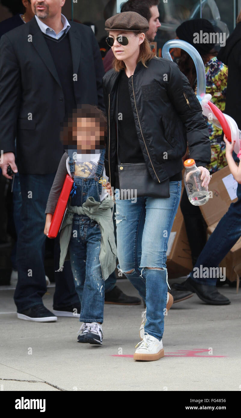 Ellen Pompeo holds her daughter Stella's hand as they leave a birthday(02)