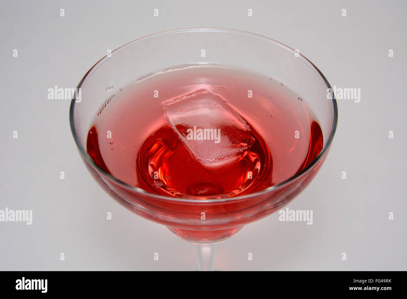 Mock champagne punch in glass made from cranberry juice and lemon-lime soda pop Stock Photo