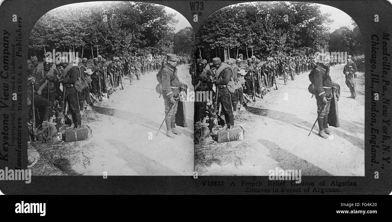 WORLD WAR I ARGONNE, c1918. /nA French relief column of Algerian