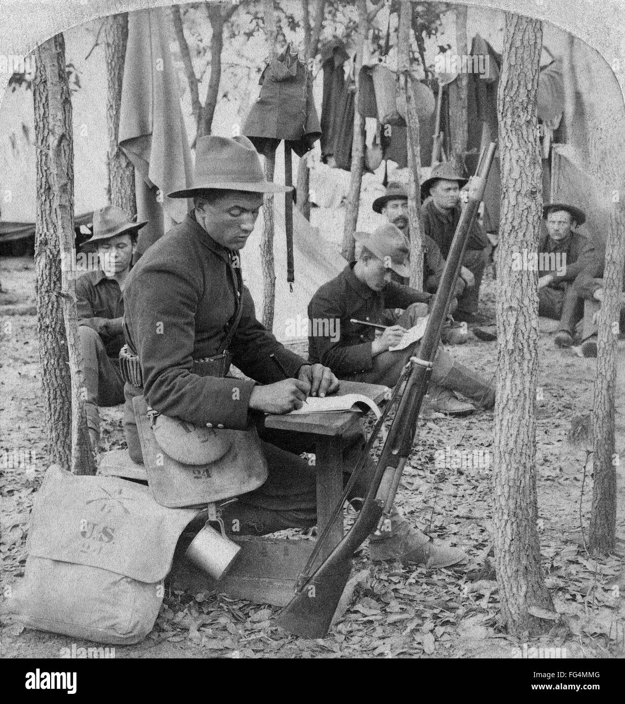 SPANISHAMERICAN WAR, 1898. /nAmerican soldiers writing letters home