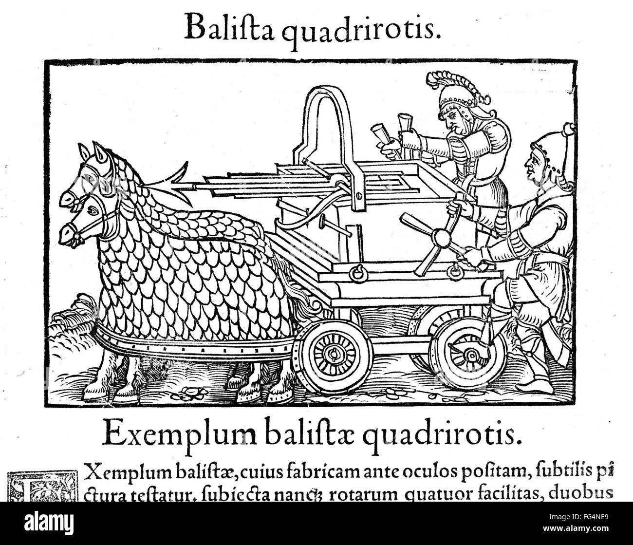 ROMAN BALLISTA. /nRoman soldiers with a horsedrawn ballista. Engraving