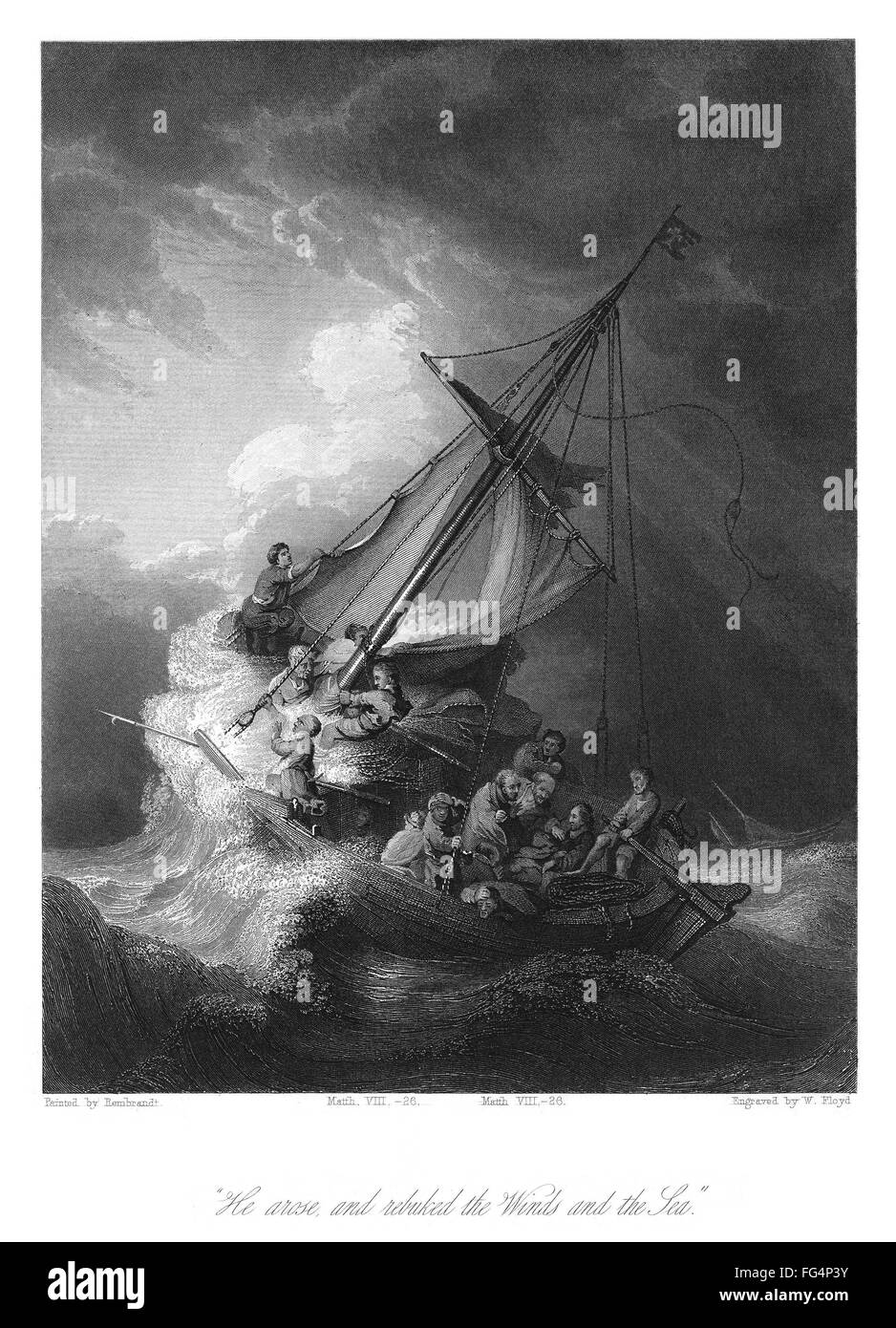 REMBRANDT STORM, 1633. /n'The Storm on the Sea of Galilee.' Engraving