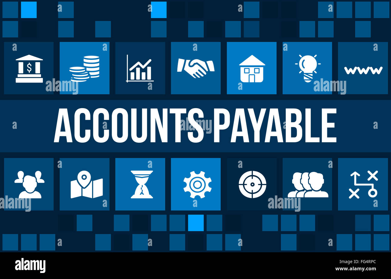 Account payable concept image with business icons and copyspace Stock