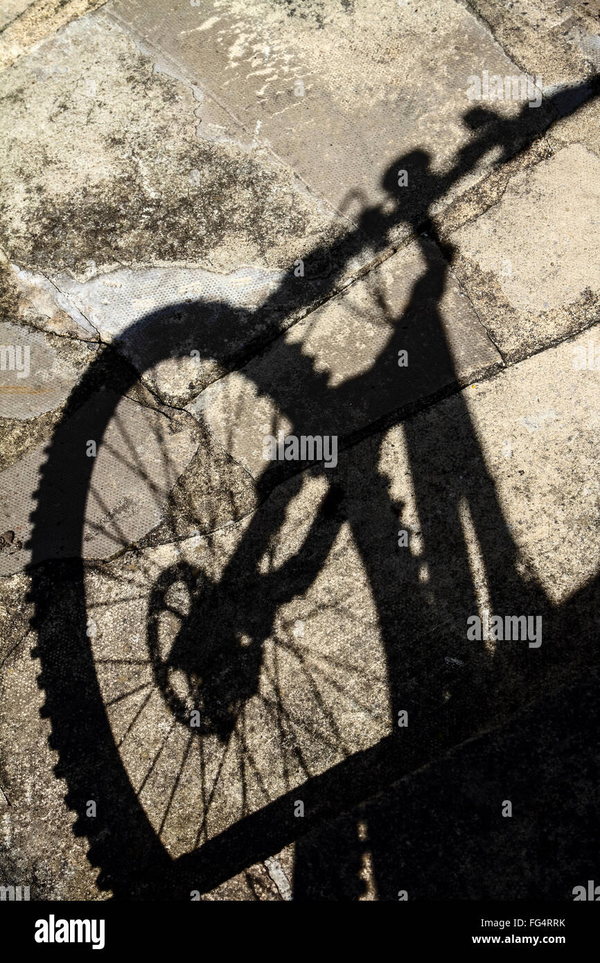 mountain bike on pavement
