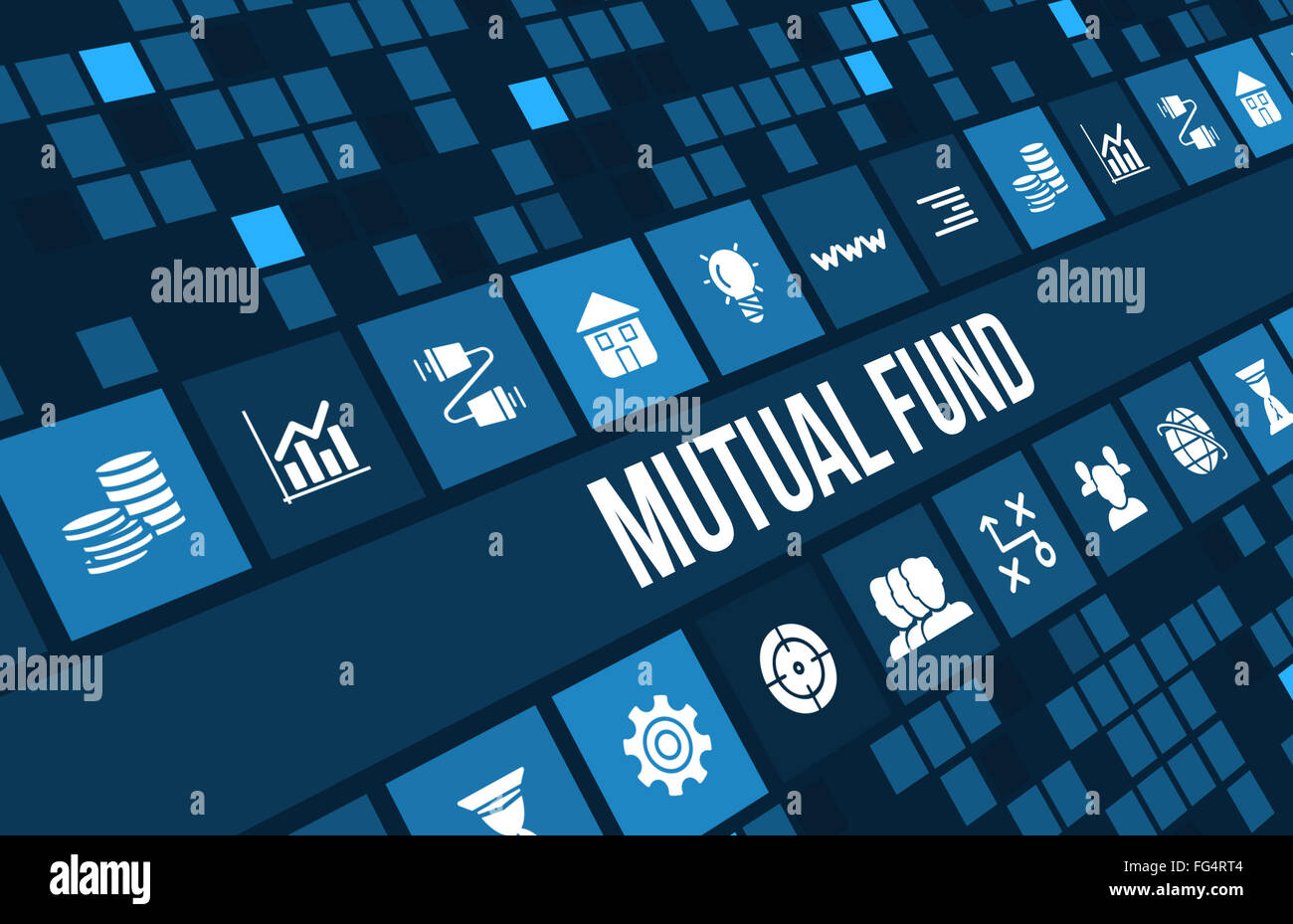Mutual fund concept image with business icons and copyspace Stock Photo