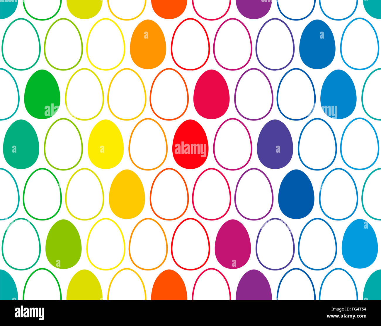 Easter eggs background - seamless pattern. Illustration on white background. Stock Photo