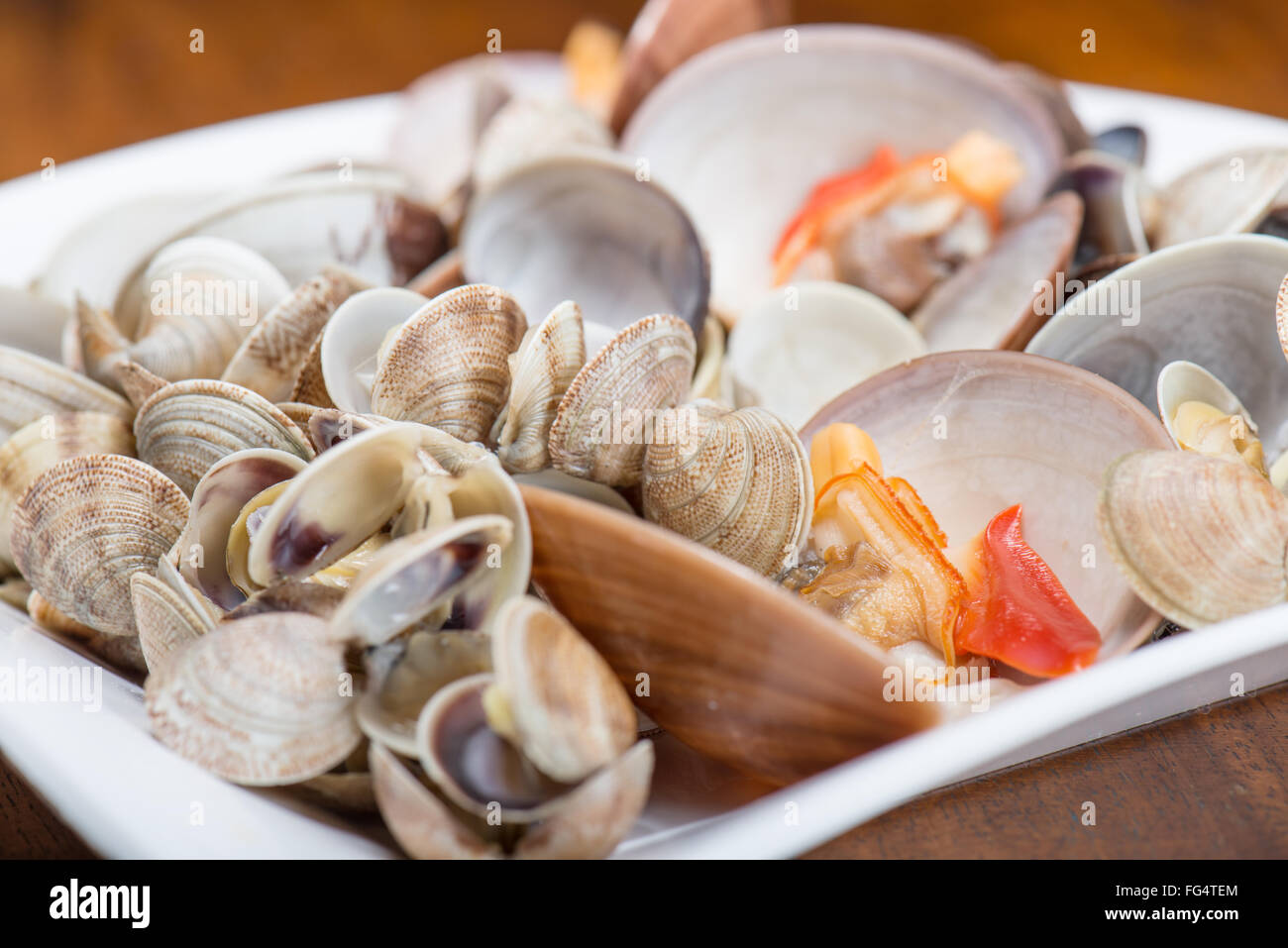Fresh seafood, clams and cockles prepared in the dish Stock Photo Alamy
