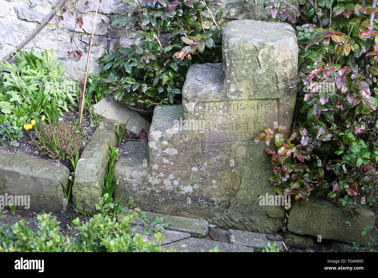Horse mounting block in Bakewell which was moved from outside the