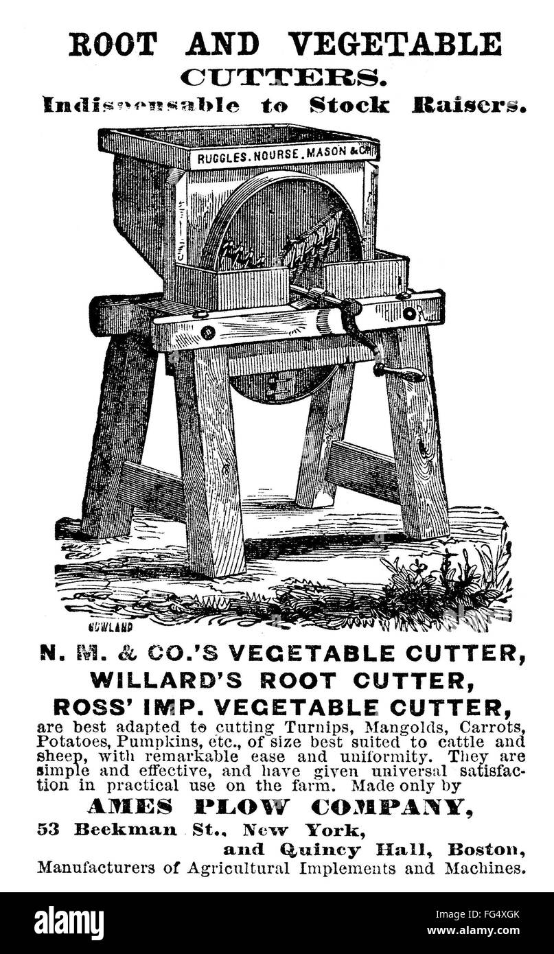 AD: VEGETABLE CUTTER, 1873. /nAmerican advertisement for a root and ...
