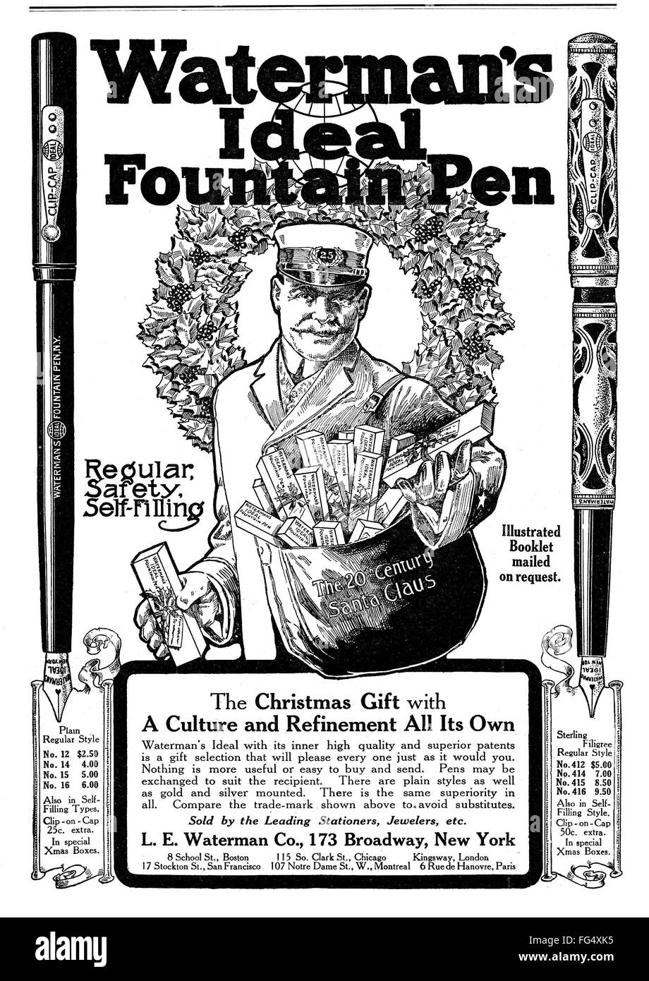 AD FOUNTAIN PEN, 1911. /nAmerican magazine advertisement for Waterman's fountain pens, 1911