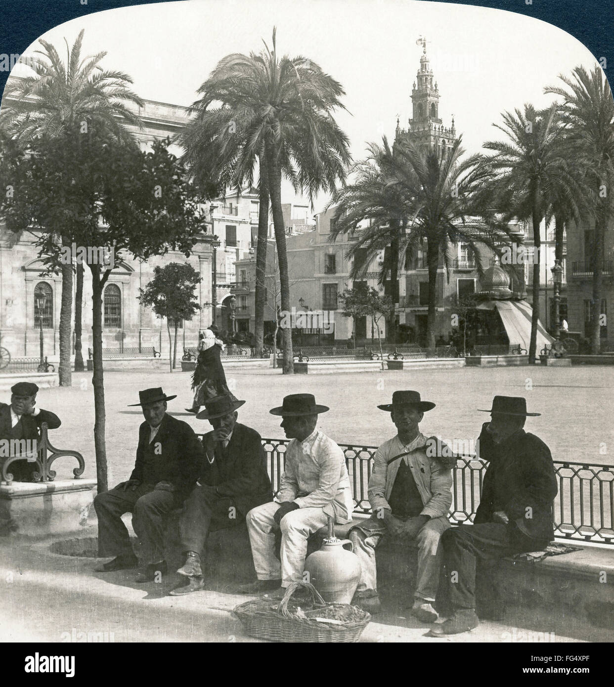 SPAIN Seville-Plaza de San Fernando 1908 old antique vintage print picture 