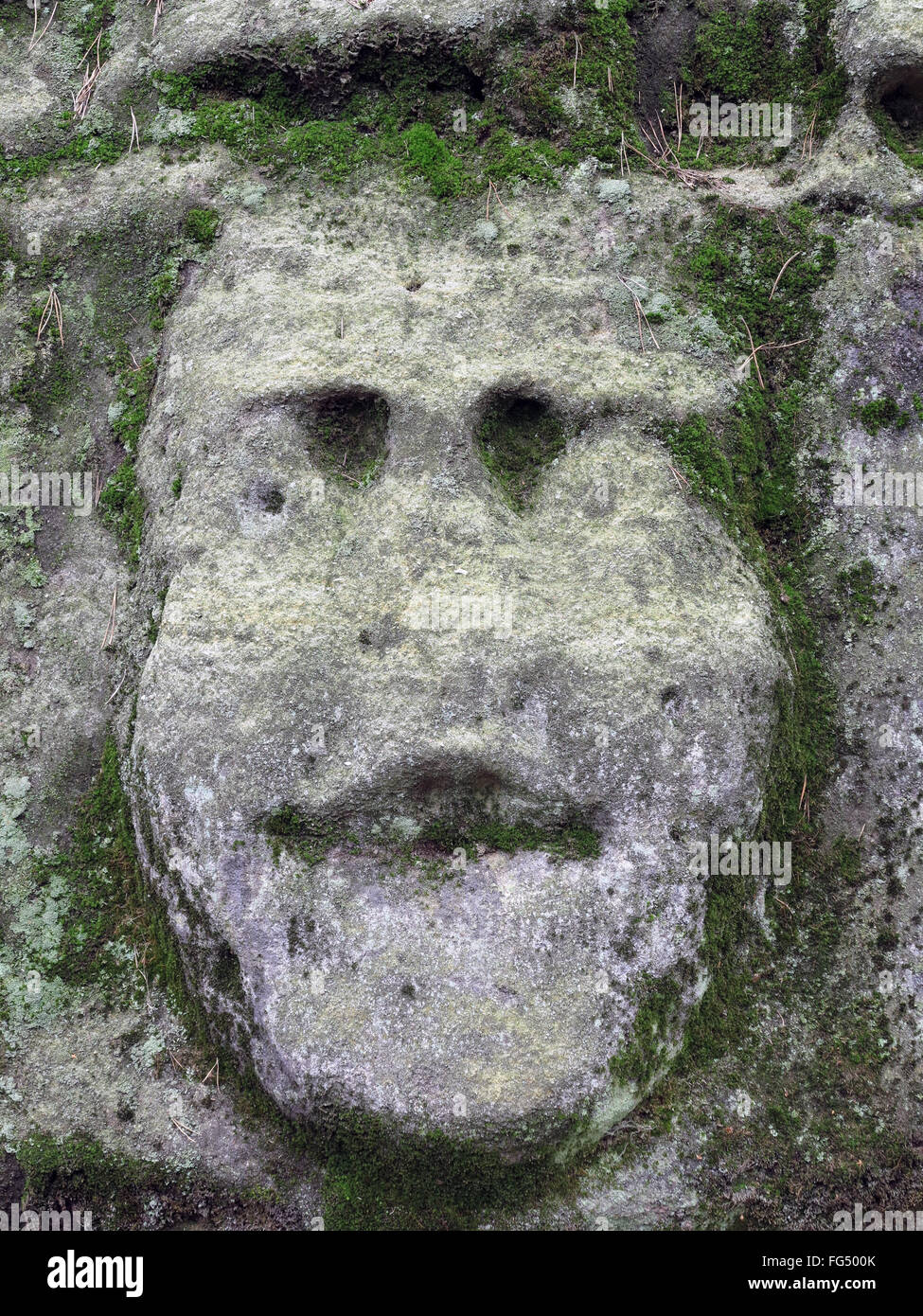 Bizarre Stone Head rock sculptures of giant heads carved into the