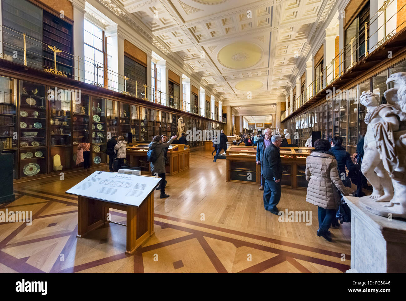 The Enlightenment Gallery (formerly the King's Library) in the British Museum, Bloomsbury, London, England, UK Stock Photo