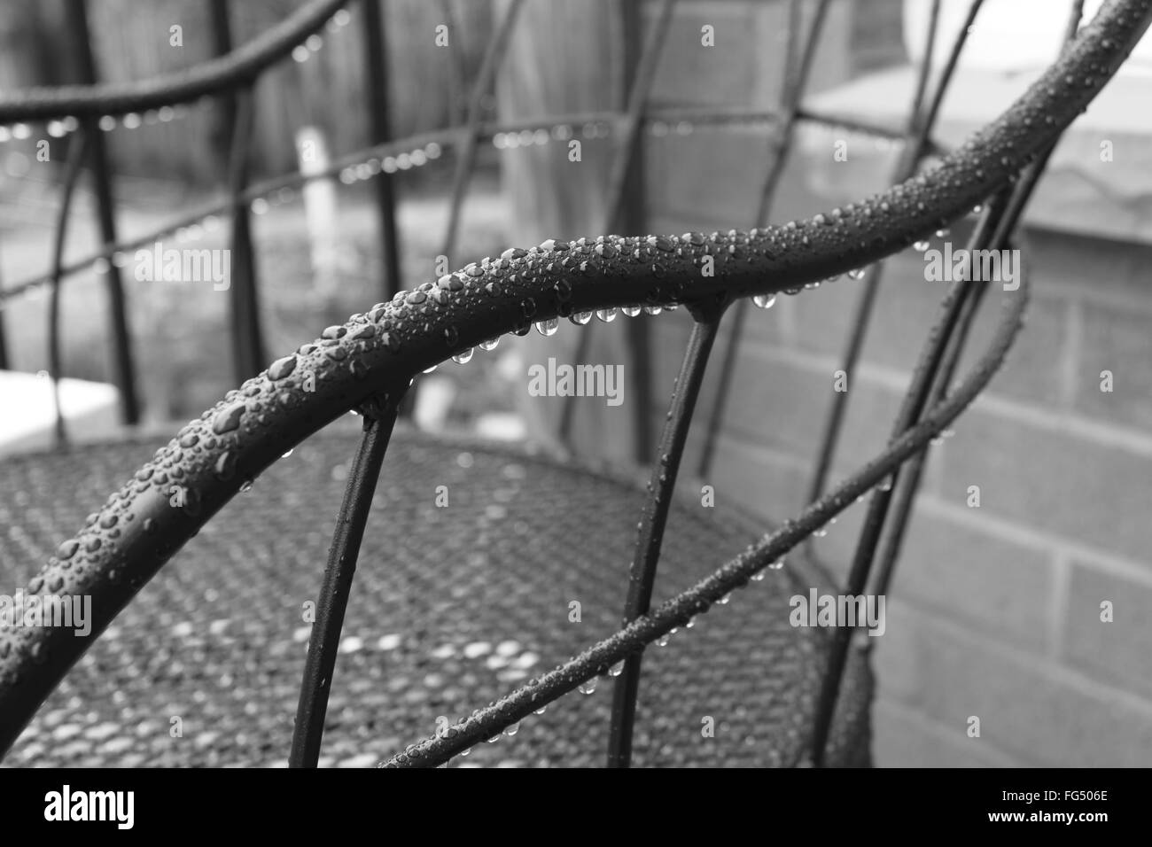 Rain water, patio furniture Stock Photo Alamy