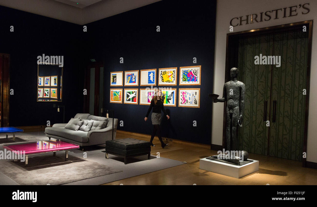 London, UK. 17 February 2016. Queen Anne's Gate: Works from the Art Collection of Sting & Trudie Styler will be offered at auction at Christie's in London on 24 February 2016. Formed over 20 years and housed at their former family home at Queen Anne's Gate in London. Stock Photo