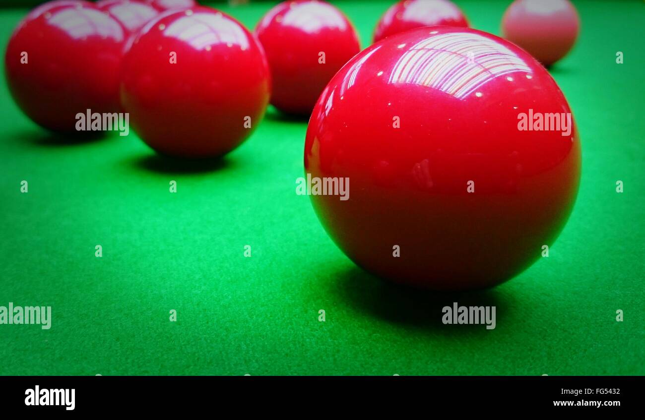 CloseUp Of Snooker Balls On Table Stock Photo Alamy