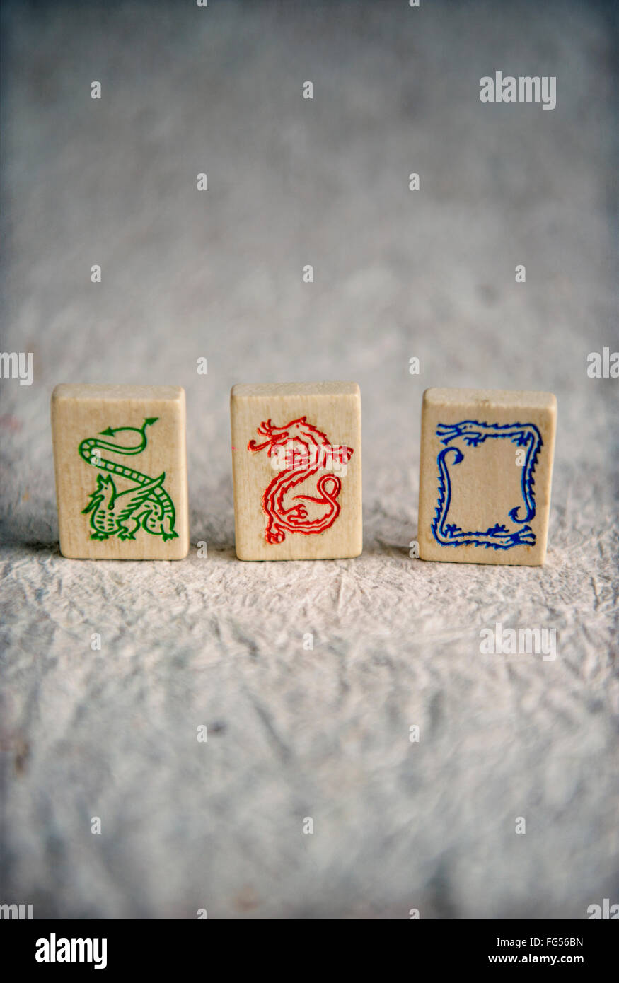 Close-up of Mahjong tiles Stock Photo