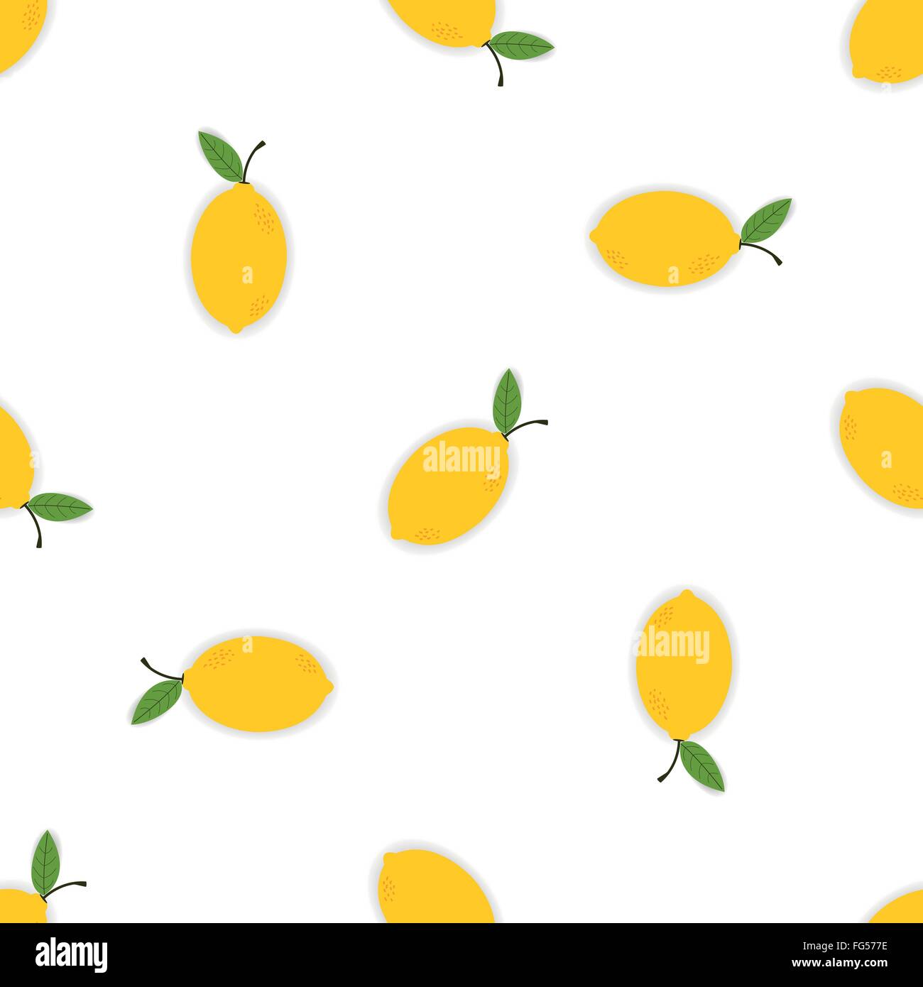 Lemons on a white background. Seamless vector background Stock Vector ...