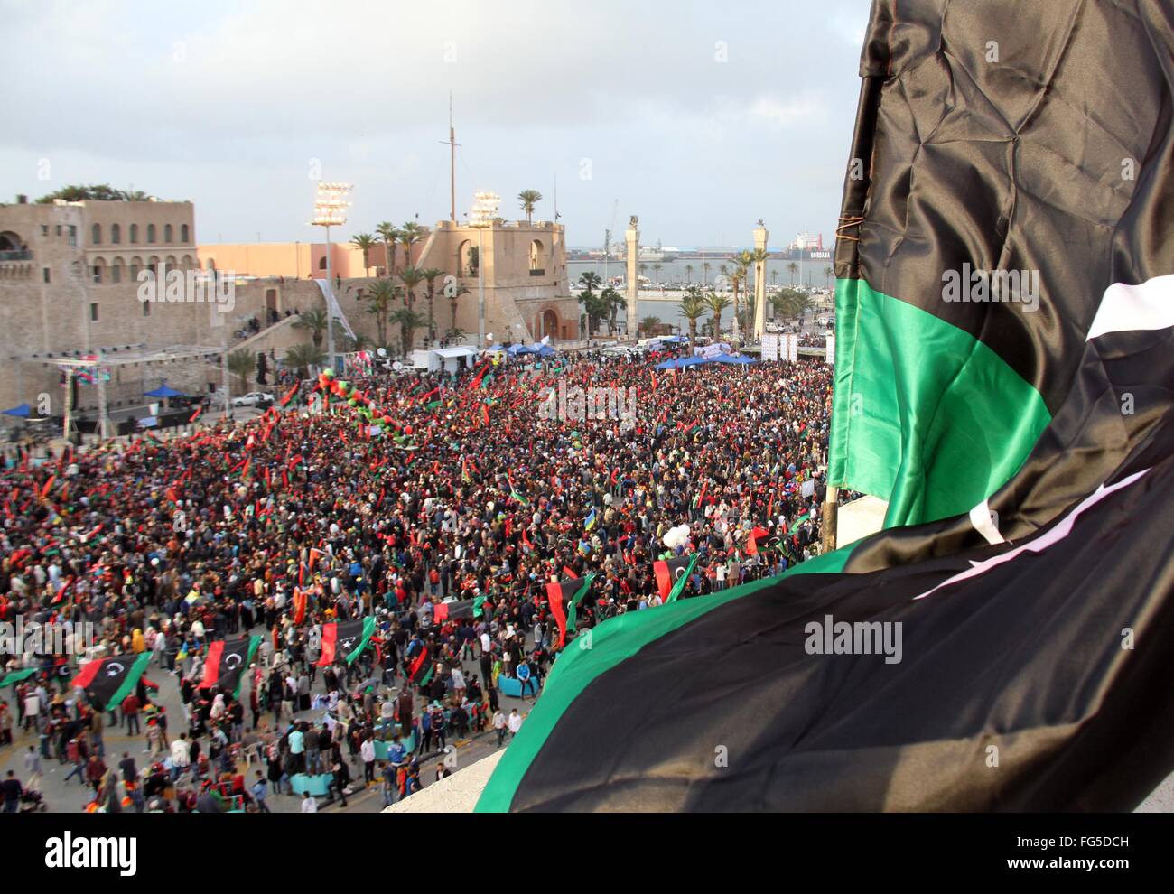 Tripoli, Libya. 17th Feb, 2016. People celebrate the fifth Stock Photo ...