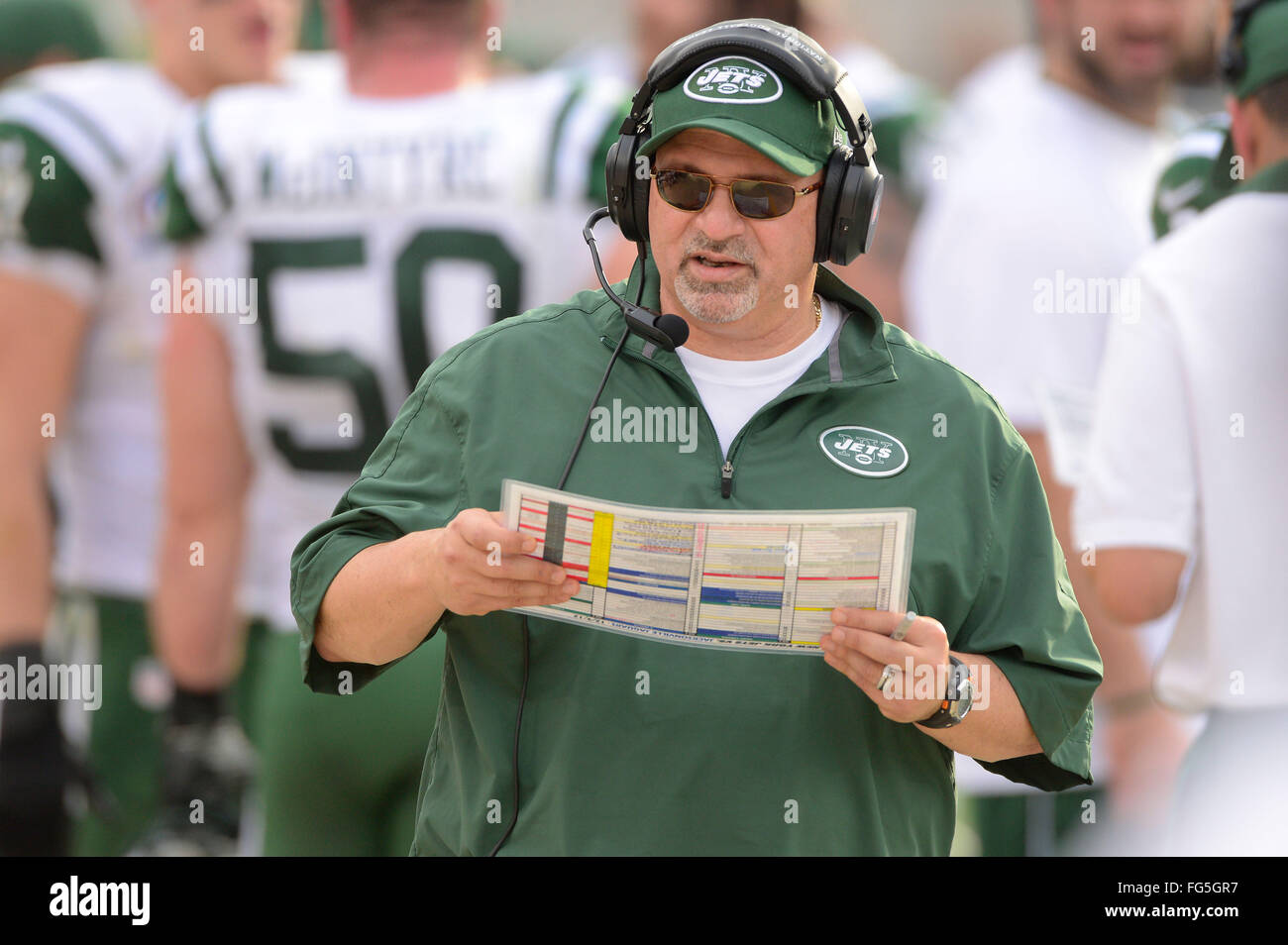 Jacksonville, FL, USA. 9th Dec, 2012. New York Jets offensive coordinator Tony Sparano during an NFL game against the Jacksonville Jaguars at EverBank Field on Dec 9, 2012 in Jacksonville, Florida. The Jets won 17-10.ZUMA Press/Scott A. Miller. © Scott A. Miller/ZUMA Wire/Alamy Live News Stock Photo