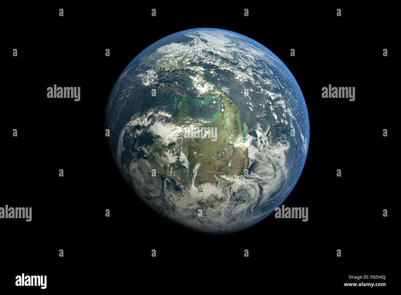 Planet Earth Against Black Background Stock Photo