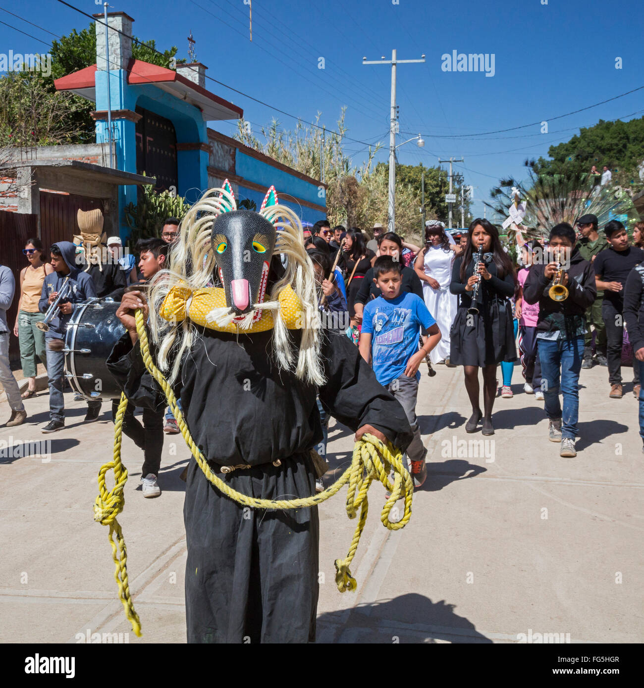 San Martín Tilcajete, Oaxaca, Mexico - Residents celebrate carnival on the day before Lent begins. Stock Photo