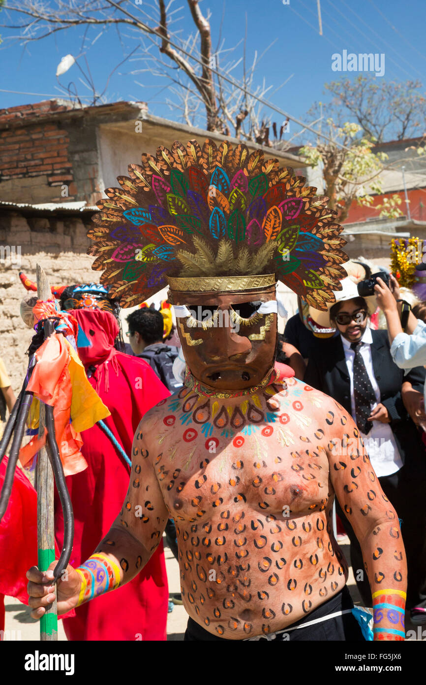San Martín Tilcajete, Oaxaca, Mexico - Residents celebrate carnival on the day before Lent begins. Stock Photo