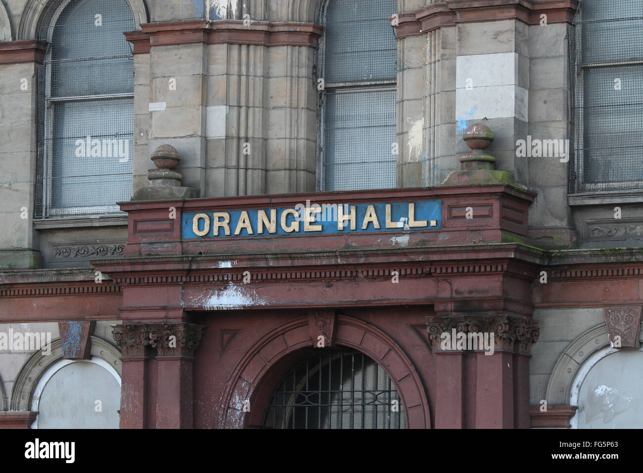 Front facade of Clifton Street Orange Hall near Carlisle Circus in North Belfast Stock Photo Alamy