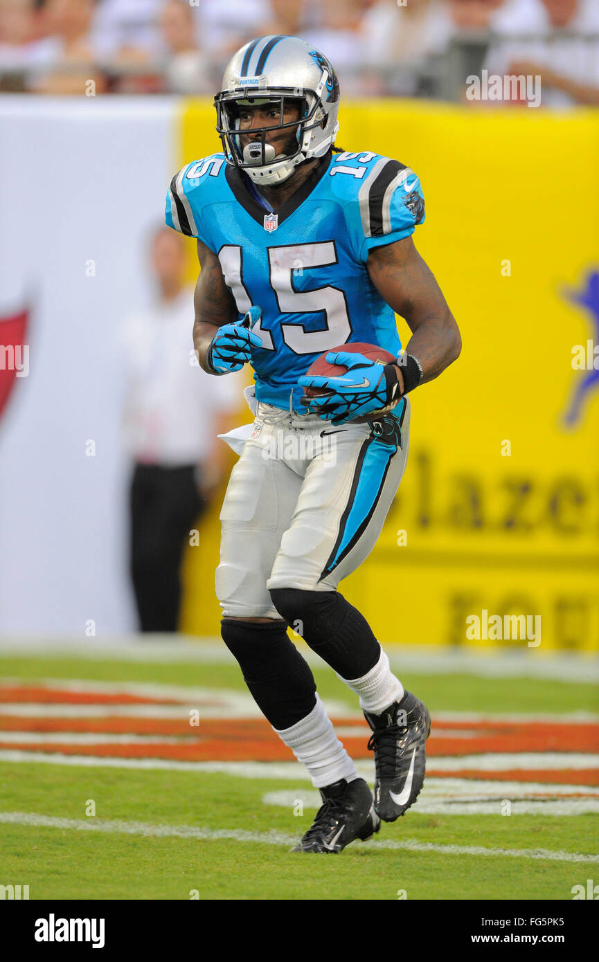 Sept. 9, 2012 - Tamap, Florida, United States of America - Carolina Panthers wide receiver Joe Adams (15) during the Panthers game against the Tampa Bay Buccaneers at Raymond James Stadium  on September 9, 2012 in Tampa, Florida.                                    ZUMA Press/Scott A. Miller  (Credit Image: © Scott A. Miller via ZUMA Wire) Stock Photo