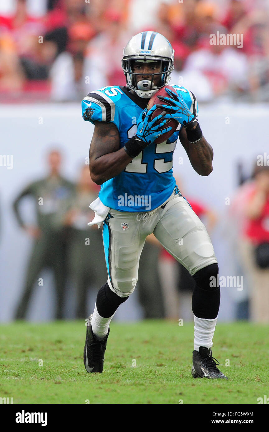 Tamap, Florida, USA. 9th Sep, 2012. Carolina Panthers wide receiver Joe Adams (15) during the Panthers game against the Tampa Bay Buccaneers at Raymond James Stadium on September 9, 2012 in Tampa, Florida. ZUMA Press/Scott A. Miller © Scott A. Miller/ZUMA Wire/Alamy Live News Stock Photo