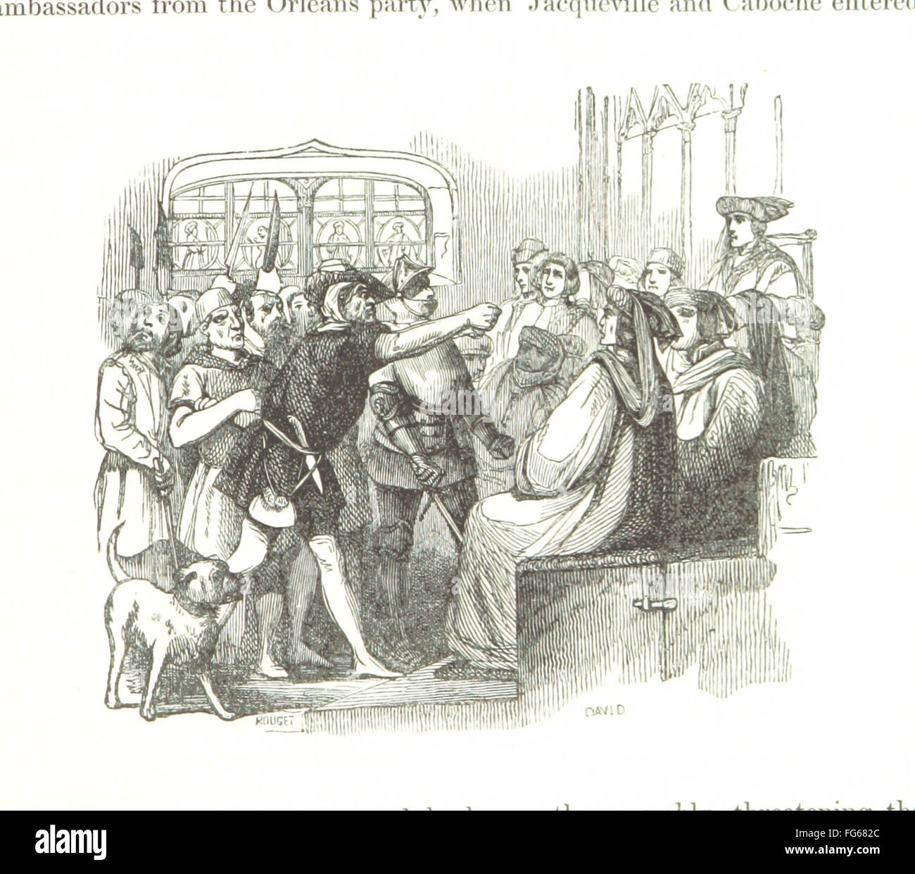 This illustration from *The Pictorial History of France*, enriched by designs by Jules David, portrays important moments in French history. The book offers visual narratives that complement France’s rich cultural heritage. Stock Photo