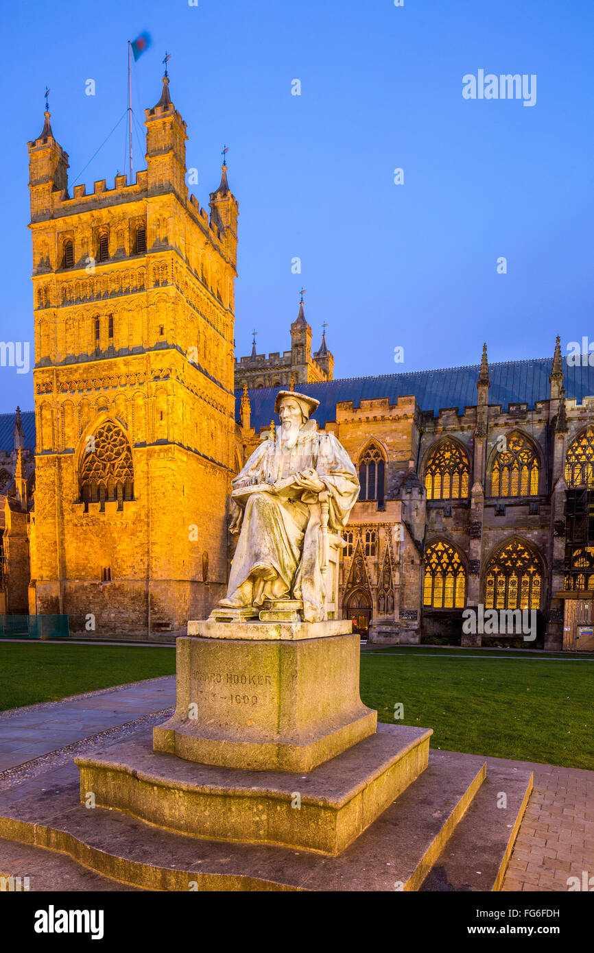 Statue of influential Anglican theologian Richard Hooker on Cathedral