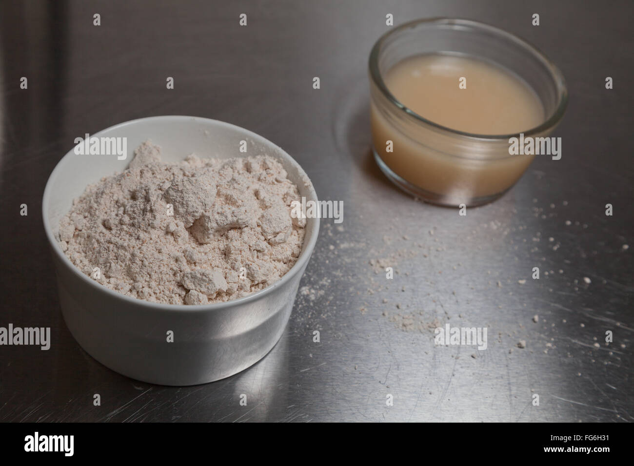 flour yeast and water Stock Photo Alamy