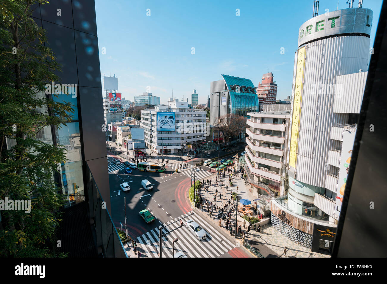 Tokyo, Japan - January 14, 2016:Aerial view of Omotesando district. Omotesandō is known as one of the foremost 'architectural sh Stock Photo