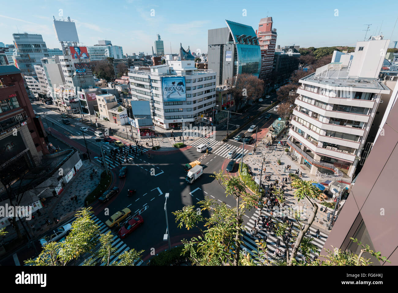 Tokyo, Japan - January 14, 2016:Aerial view of Omotesando district. Omotesandō is known as one of the foremost 'architectural sh Stock Photo