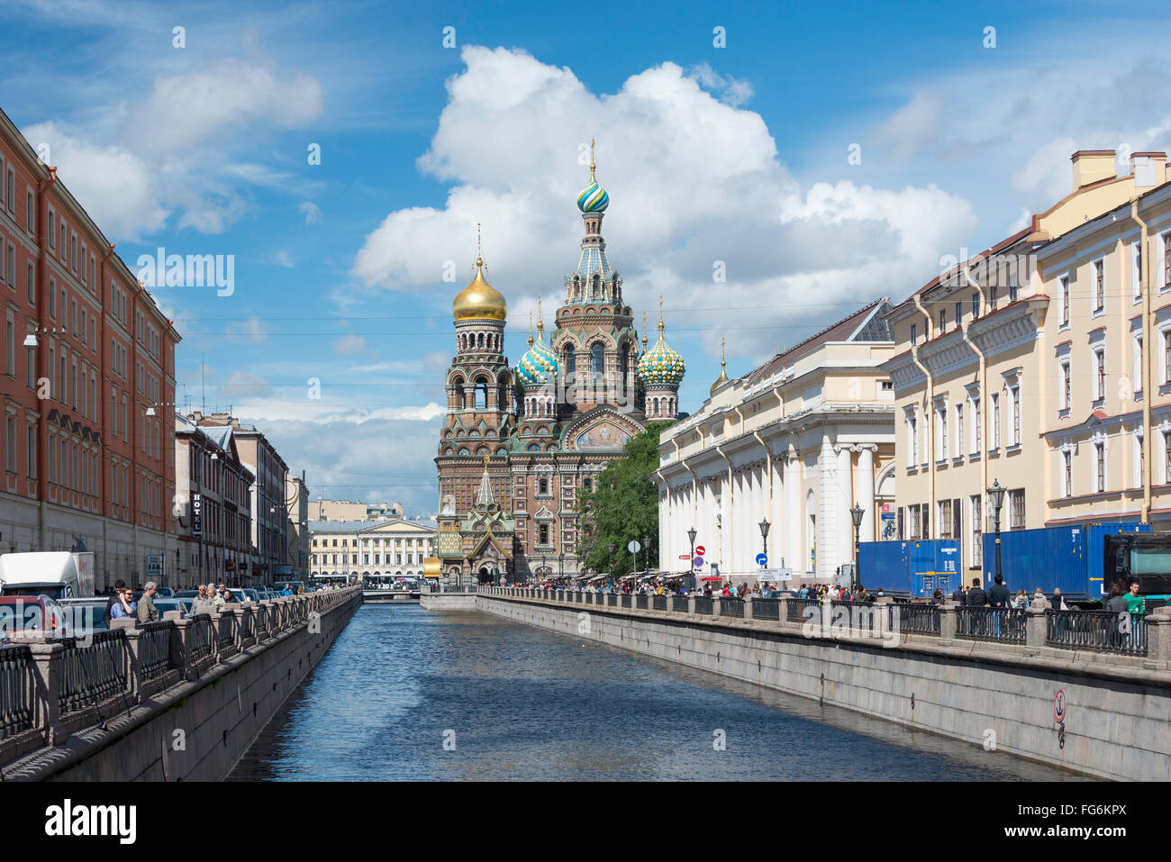 The Church of the Savior on Spilled Blood across Griboyedov Canal, Saint Petersburg, Northwestern Region, Russia Stock Photo