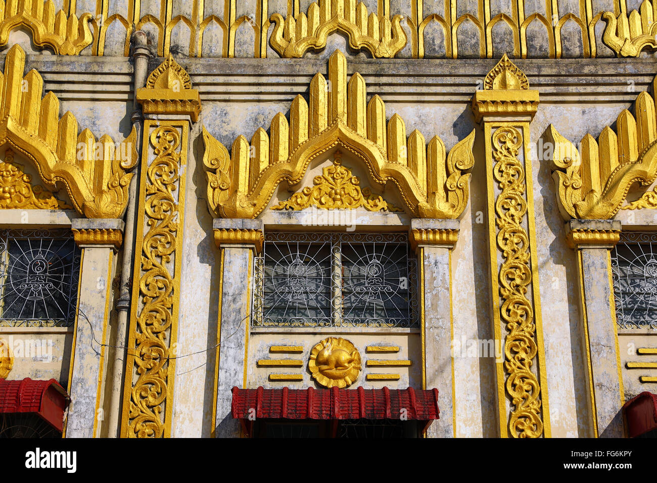 Window decorations of Botahtaung Pagoda, Yangon, Myanmar Stock Photo